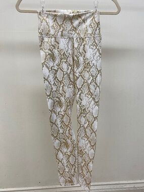 White & Gold Snake Print Leggings